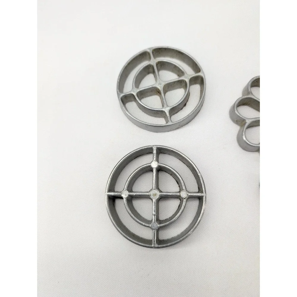 Vintage Rosette Timbale Iron Set Silver Cast Aluminum Butterfly Floral Molds